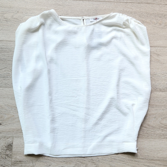 GeeGee Tops - GeeGee Off White Top Womens Large Ruched Short Sleeves Lightweight Nwt